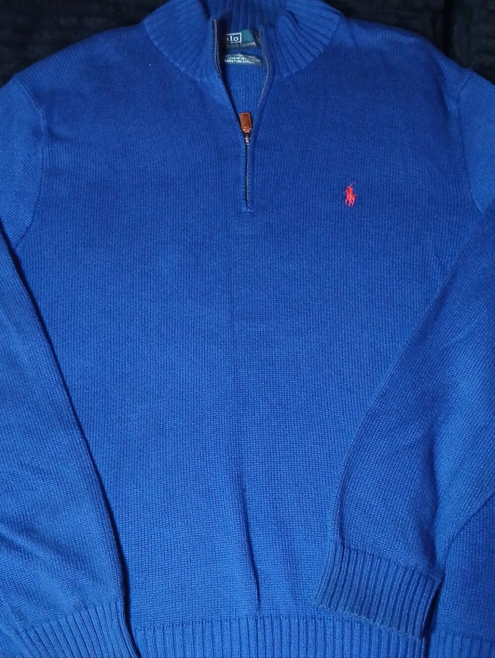 Polo by Ralph Lauren Bright Blue Half-Zip Sweater with Red Logo